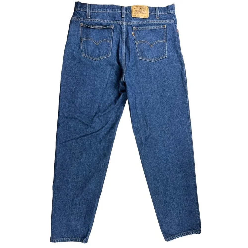 Vintage 90s Orange Tab Levi’s 550 Relaxed Fit Tapped Leg Jeans Size 38X32